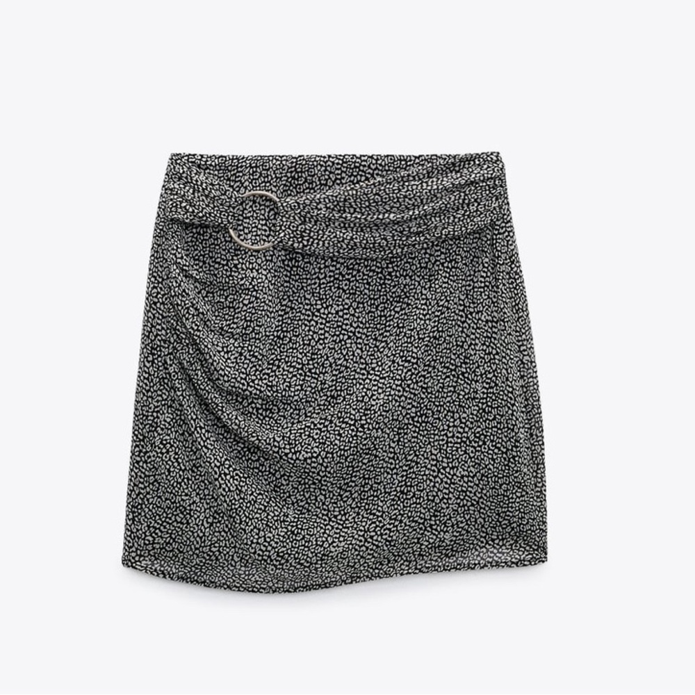Zara High-waisted mini animal print skirt